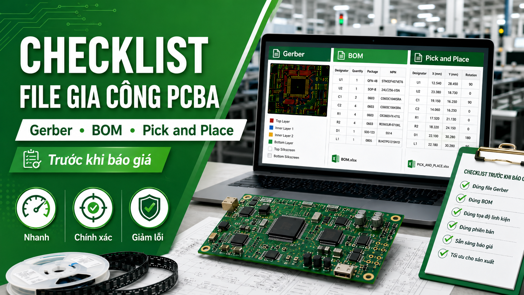 Checklist file gia công PCBA