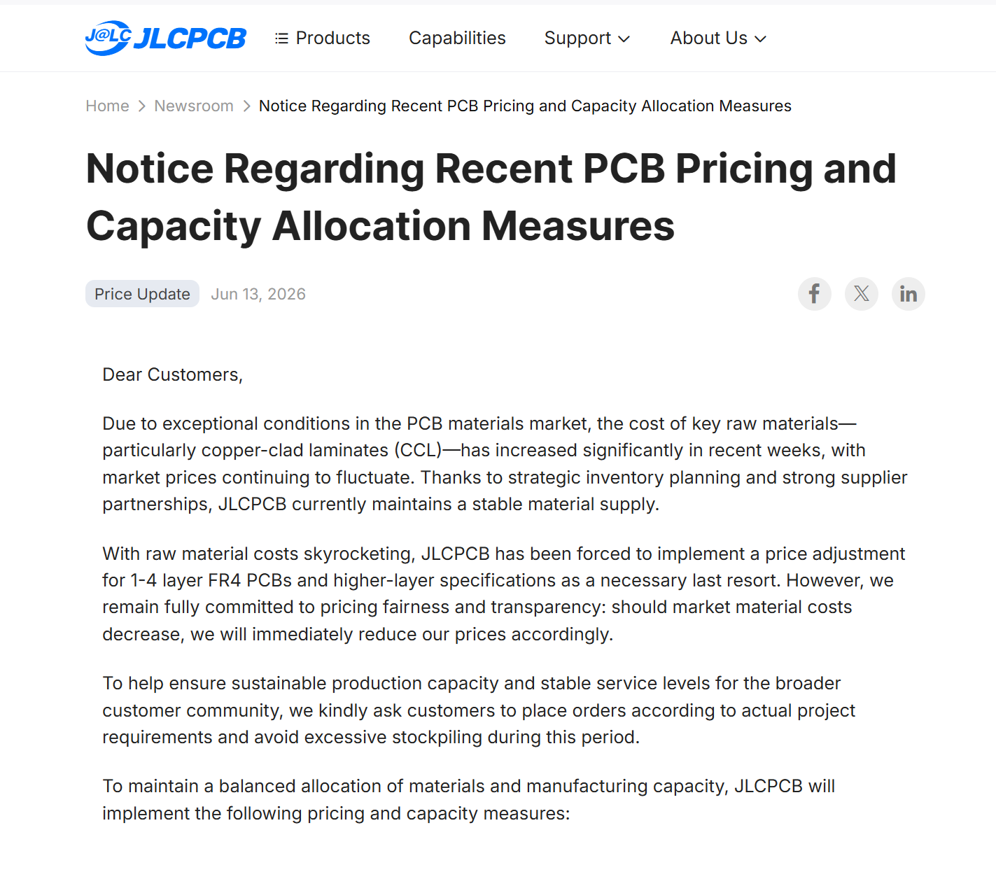 Tăng giá mạch in PCB tại JLC